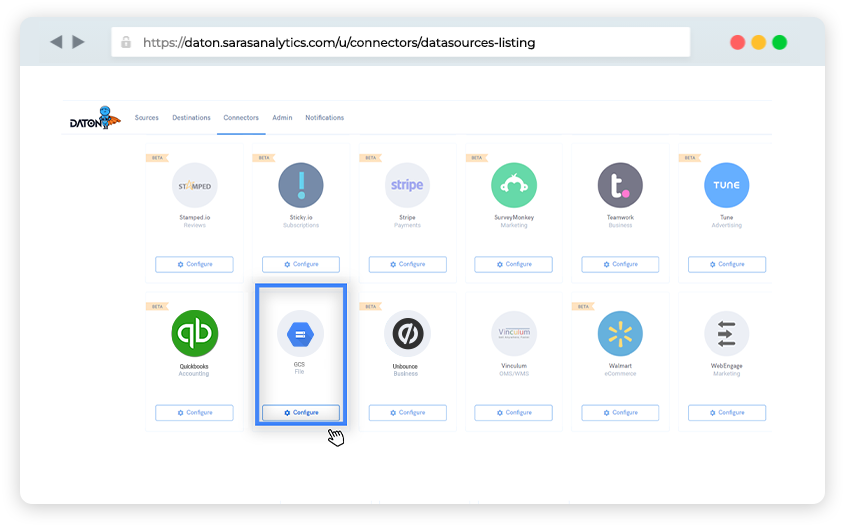 Google Cloud Storage connector for etl/elt